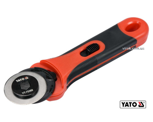 Ніж YATO з висувним круглим сталевим лезом, Ø= 45 мм, ручка- TPR+ABS [12/96]