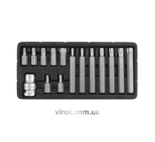 Набор отверточных насадок YATO : "TORX-T", L= 30, 75 мм, адаптер 1/2", металлический кейс. 15 шт [20]