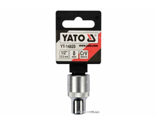 Головка торцева YATO : квадрат 1/2", SPLINE M8 мм, L= 38 мм. CrV [Блістер] [10/200]