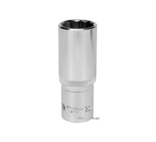 Головка торцевая 12-гранная YATO: удлиненная, квадрат 1/2", М=22 мм, L=77 мм [12/60/120]