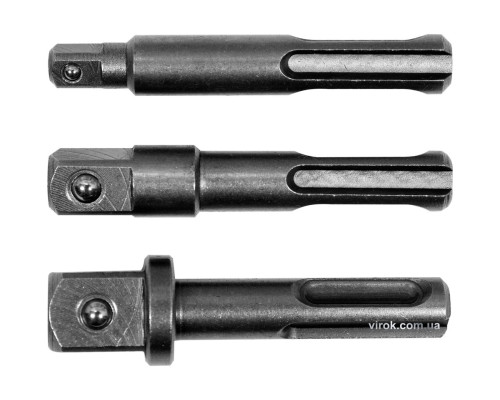 Тримачі-адаптери торцевих головок YATO : SDS+ - квадрат 1/4", 3/8", 1/2", 3 шт. [20/100]