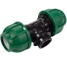 Трійник сполучний водяних пластикових труб 2x 25мм- внутр. різь G1/2" FLO поліпропіл, для тиску 1MPa