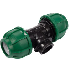 Трійник сполучний водяних пластикових труб 2x 25мм- внутр. різь G1/2" FLO поліпропіл, для тиску 1MPa