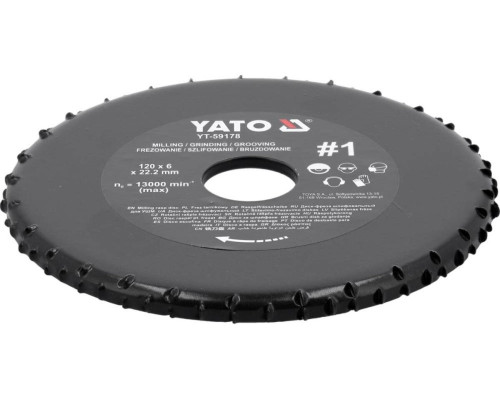 Диск-фреза торцевий до КШМ YATO по дереву, шпаклівці, гіпсу; Ø=120/22.2 мм, t= 6 мм шорстк №1 [10]