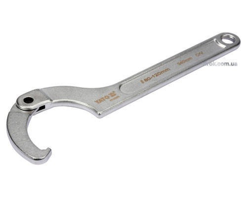 Ключ гаковий з носиком на шарнірі в діапаз. M= 80-120 мм YATO, Хр-Ванад., L= 340 мм [5/10]