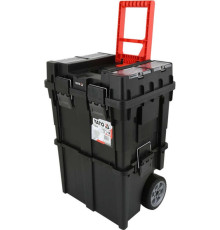 Ящик для інструментів 2 секції з органайзером YATO на 2-х колесах, 495х350х710 мм, з пластика [1]