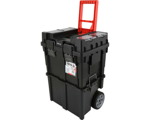 Ящик для інструментів 2 секції з органайзером YATO на 2-х колесах, 495х350х710 мм, з пластика [1]