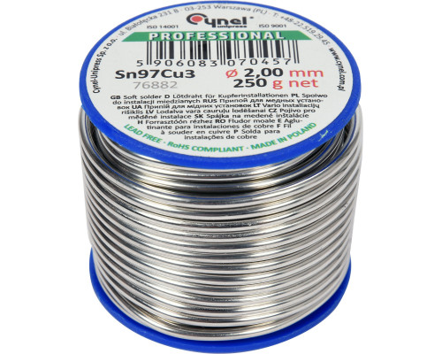 Припій для паяння міді CYNEL : Ø 2 мм, дротяний на котушці m= 250 г [50]