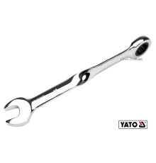 Ключ ріжково-накидний, кручений 90° з тріщаткою YATO : М= 17 x 228 мм, HRC 40-45, Cr-V [20/80]