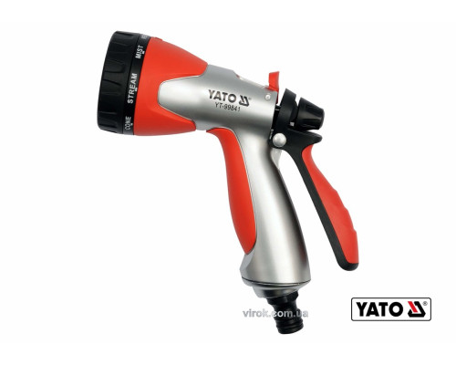 Зрошувач-пістолет 8-режимний YATO до шлангу 1/2", ABS-пластик [12/48]