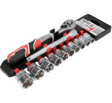 Набір головок торцевих YATO з квадратом 3/8", з тріщаткою. 12 шт [5/10]