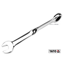 Ключ ріжково-накидний, кручений 90° з тріщаткою YATO : М= 16 x 228 мм, HRC 40-45, Cr-V(DW)