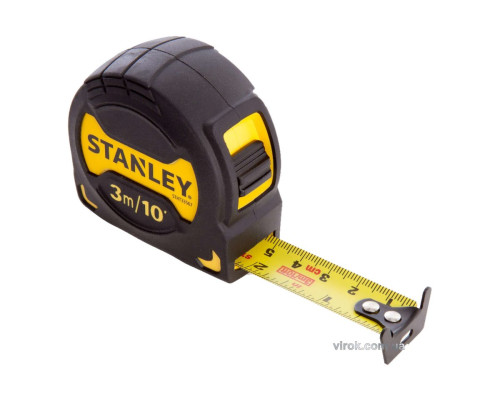 Рулетка STANLEY "GripTape": L= 3 м x 19 мм, метрич/дюйм. шкали, пластиковий корпус