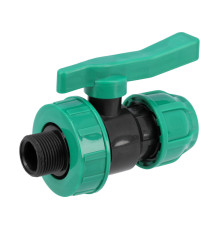 Кран кульовий до водяних пластикових труб  Ø= 25мм Х 3/4" M-різьб FLO з поліпропіл, для тиску 16 Bar