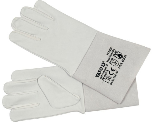 Рукавиці зварювальника, термостійкі YATO зі шкіри, розмір 10 [12/120]