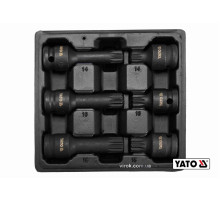 Набір насадок викруткових ударних YATO: SPLINE M14 M16 M18 квадрат 1/2". L= 43/78мм CrMo, 6 Од. [20]