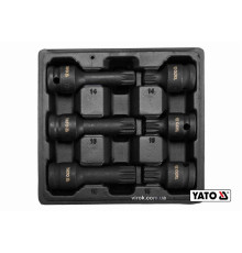 Набір насадок викруткових ударних YATO: SPLINE M14 M16 M18 квадрат 1/2". L= 43/78мм CrMo, 6 Од. [20]