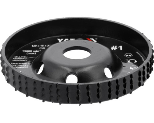 Диск-фреза випуклий до КШМ YATO по дереву, шпаклівці, гіпсу; Ø=120/22.2 мм, t= 18 мм шорстк № 1 [10]