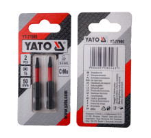 Отверточная насадка YATO TORX T8 х 50 мм. HEX 1/4”, хром-молибден, 2 шт.