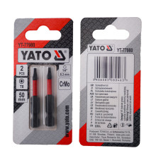 Насадка викруткова YATO TORX T8 х 50 мм. HEX 1/4", хром-молібден, 2 шт.