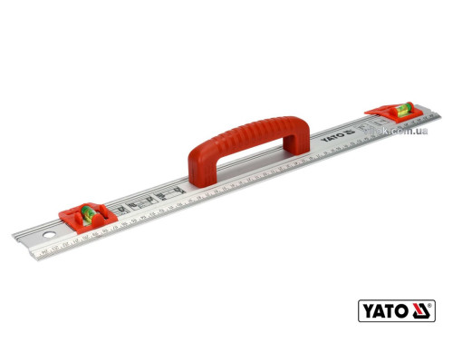 Линейка алюминиевая с ручкой YATO: 1000 x 59 x 2 мм, 2 капсулы [8/32]