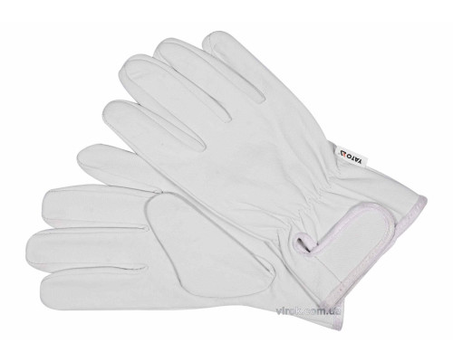 Рукавиці робочі білі з застібкою-липучкою YATO : шкіра, розмір 10 [10]