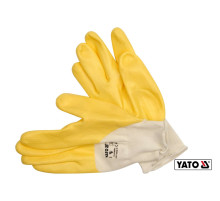 Перчатки рабочие трикотажные, покрытые нейлоном YATO желтые, размер 10 [12/120]