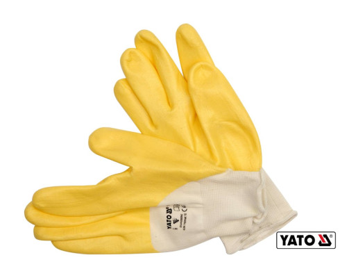 Рукавиці робочі трикотажні, покриті нейлоном YATO жовті, розмір 10 [12/120]