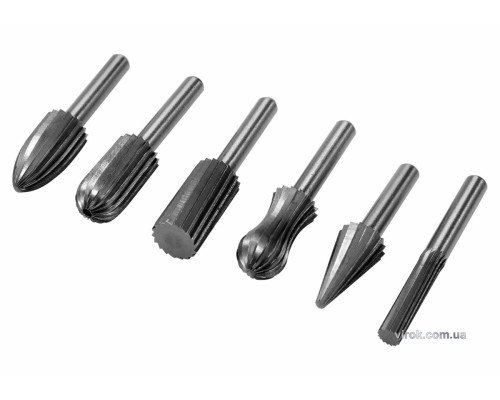 Набір фрез різної форми по металу YATO, для дрилі, з шпінделем Ø= 6 мм, 6 шт.[12/48]