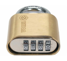 Замок навесной с кодовым замыканием VOREL: латунный корпус-50х40х25 мм, стальная дуга-23х25х8 мм