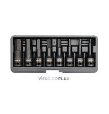 Набір насадок викруткових ударних YATO : HEX M6-M19. 6-гр. квадрат 1/2". 8 Од. [10]