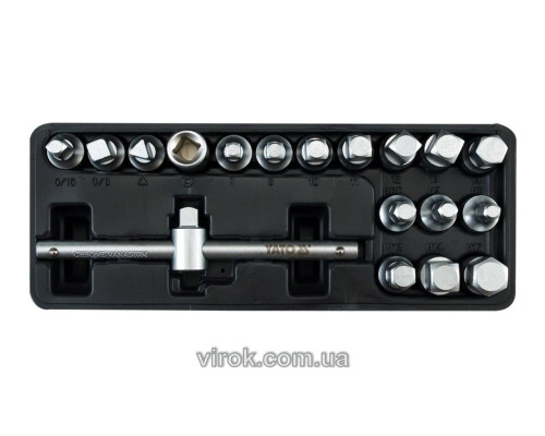 Ключи для сливной пробки YATO на кв. 3/8", кпл. Набор 18 шт., h=10 мм [10]