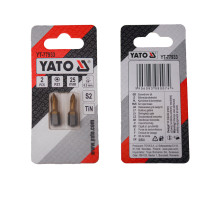 Отверточная насадка YATO PZ1 х 25 мм. HEX 1/4", покрытая титаном, 2 шт.
