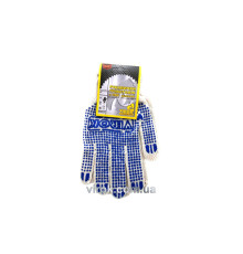 Рукавиці трикотажні VIROK білі з ПВХ крапкою (3 нитки; 70%- бавовна, 30%- поліестер), розм. 10