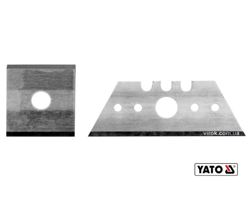 Лезвия сменные к рубанку по г/к плитам YT-76260 YATO: трапеционное - 53х18х32 мм, квадрат - 23мм, 2шт [75]
