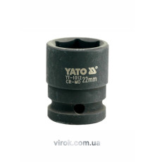 Головка торцева ударна 6-гранна YATO : квадрат 1/2", М= 22 мм, L= 39 мм [30/120]