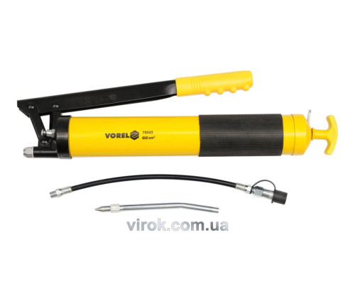 Шприц смазочный VOREL, V= 600 см³, 41-69 MPa. с гибкой и жесткой трубками [6/12]