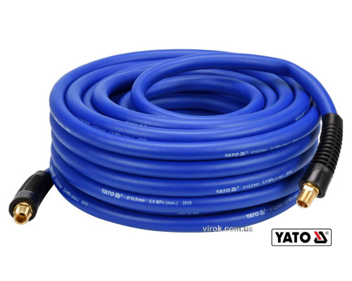 Шланг пневматичний гібридний (ПВХ+БНК) YATO: Ø12.5мм x 20м, Ø=3/8", тиск ≤ 2 MPa, різьбов. з'єдн.[5]