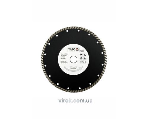 Диск алмазний турбо YATO : "TURBO" Ø= 230x8,0x22,2 мм. H= 3,1 мм [10/40]