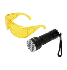 Ліхтар ультрафіолетовий VOREL з окулярами для виявлення протікання рідини, перевірки банкнот [80]