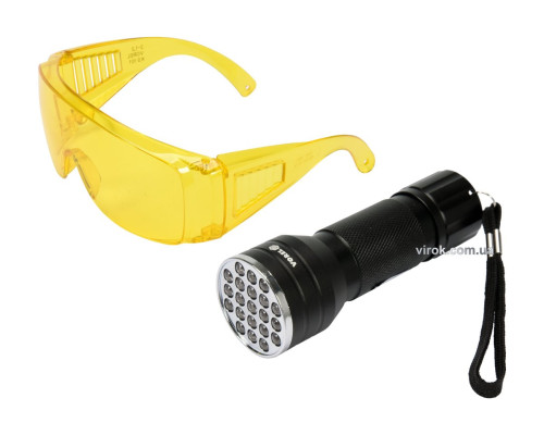 Ліхтар ультрафіолетовий VOREL з окулярами для виявлення протікання рідини, перевірки банкнот [80]