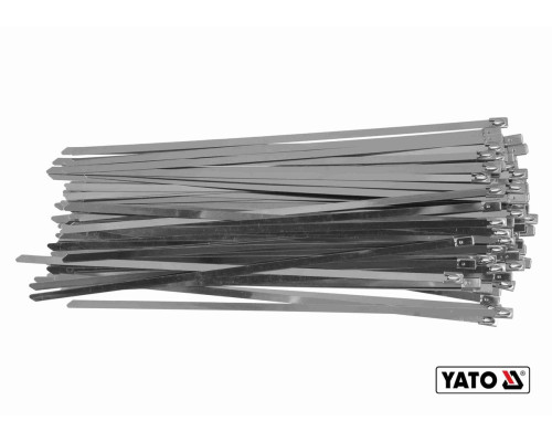 Хомут затискний YATO : смужка- 4.6 х 250 мм з нержавіючої сталі, пак. 100 шт [50]