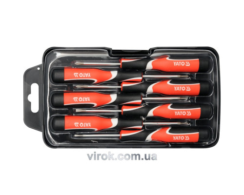 Набір викруток прецизійних YATO : SL2-3 мм, PH(2), "TORX"(3), L= 50 мм. 7 шт. [6/36]