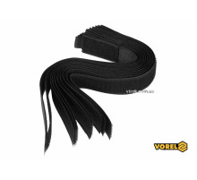 Хомут-липучка для кабеля VOREL: 25 x 300 мм, чорний, нейлон + поліестер + поліуретан, 10 шт [50/100]