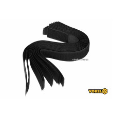 Хомут-липучка для кабеля VOREL: 25 x 300 мм, чорний, нейлон + поліестер + поліуретан, 10 шт [50/100]