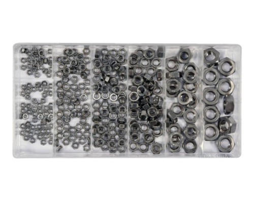 Гайки М3-М10 YATO: нержавеющая, пластиковая коробка; наб. 300 шт. [5/20]