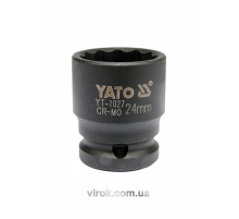 Головка торцева ударна 12-гранна YATO : для ступиць, квадрат 1/2", М= 24 мм, L= 39 мм [10/120]