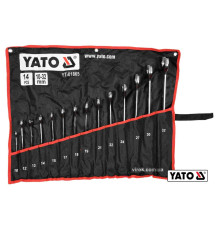 Ключі ріжково-накидні, кручені 90° YATO : М= 10-32 мм, Cr-V, 14 шт [4]