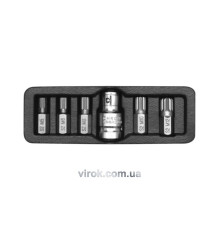 Набор отверточных насадок YATO : "SPLINE", L= 30, 75 мм, адаптер 1/2". 6 шт. [24/72]