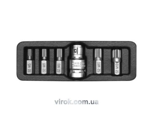 Набор отверточных насадок YATO : "SPLINE", L= 30, 75 мм, адаптер 1/2". 6 шт. [24/72]